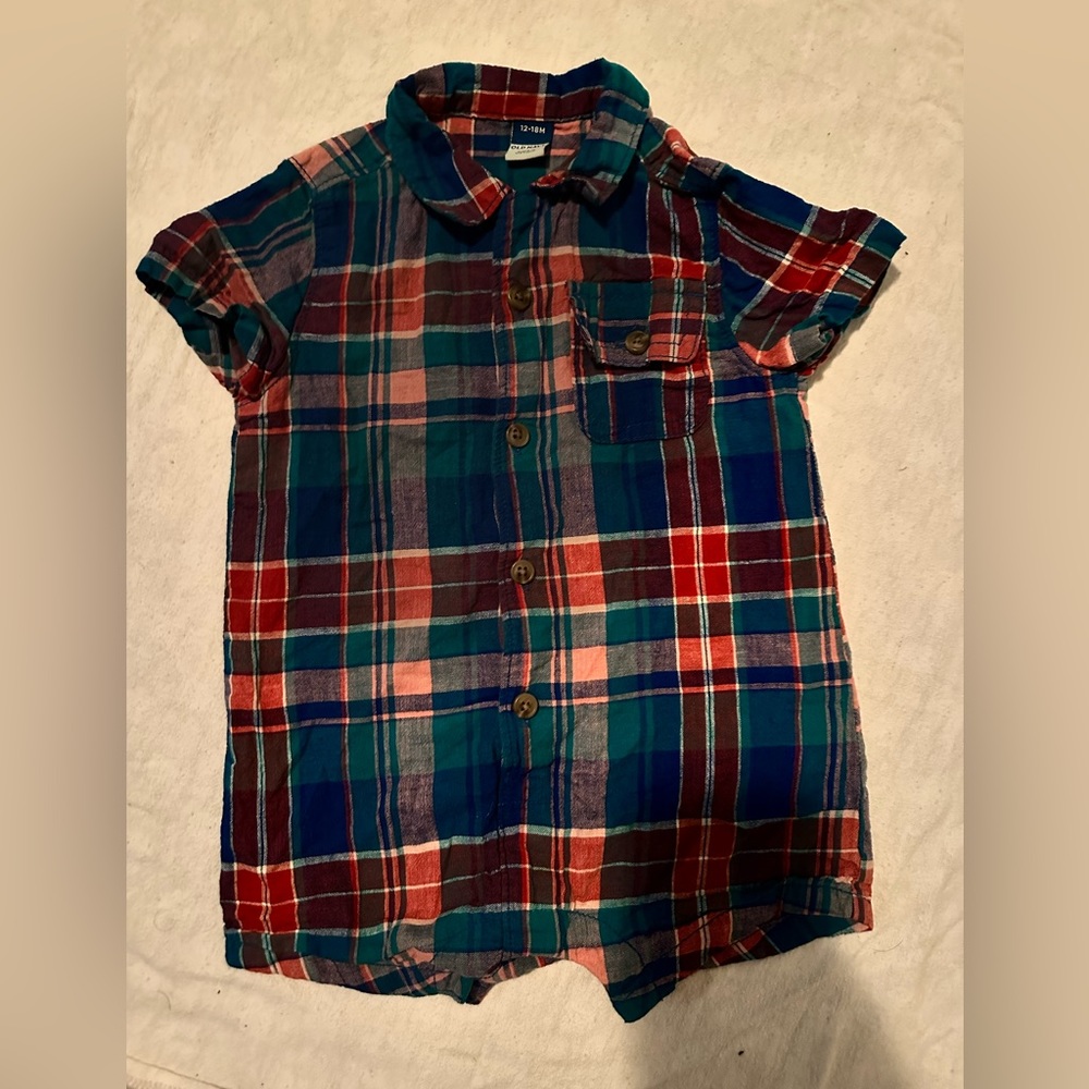 Plaid baby one piece